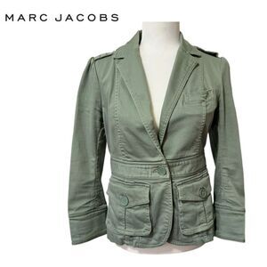 MARC JACOBS Jean Cotton Stretch Jacket Size 6 Green military utility